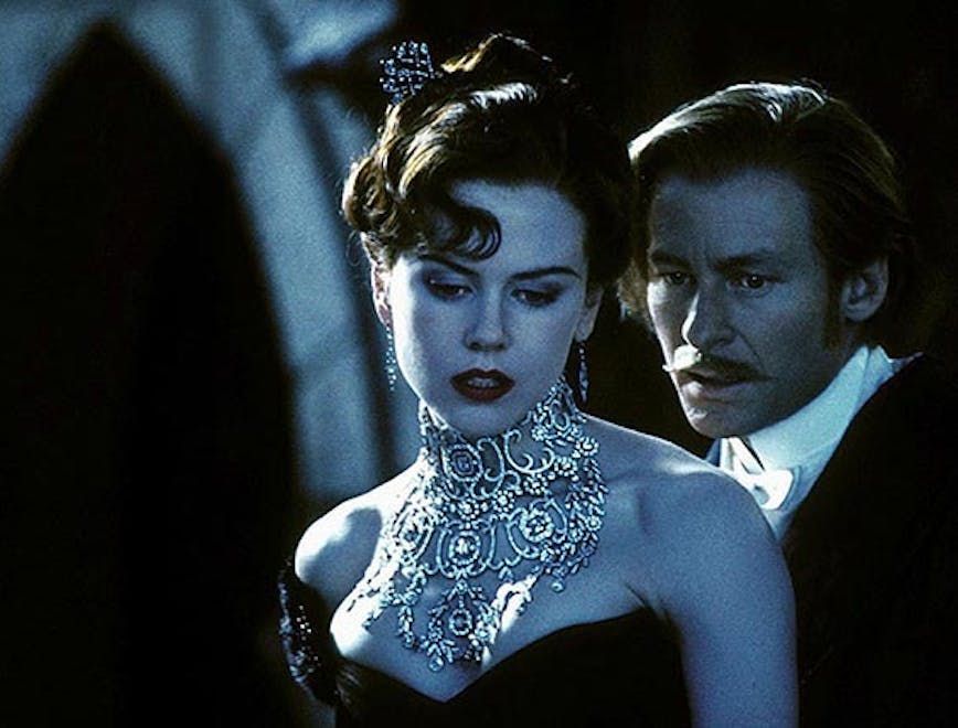 moulin rouge! nicole kidman richard roxburgh 2001 as satine the duke film title company 20 century fox 09 may couples still drama romance music movie cinema movies films screen shot screenshot actor directed by baz luhrmann lady person adult bride female woman head tie face dancing