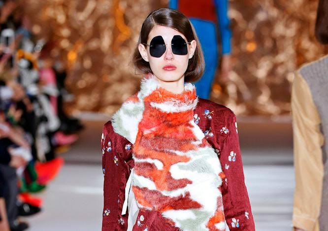 acne _ ready to wear fall winter 2017-18 paris fashion week march 2017 sunglasses accessories accessory clothing apparel person human long sleeve sleeve fashion