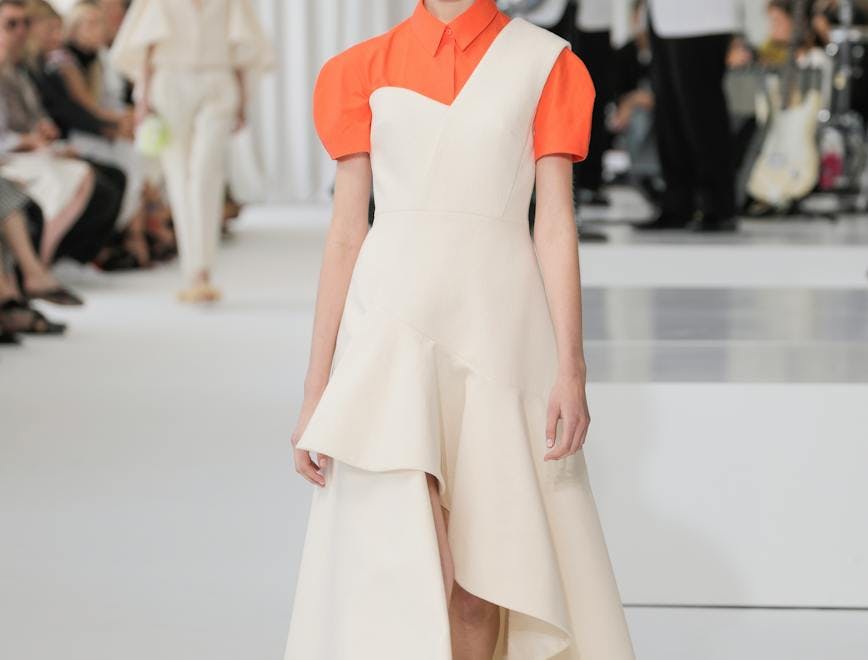2018 catwalk delpozo fashion new york ny show spring ss18 summer person human hat clothing apparel evening dress gown robe runway