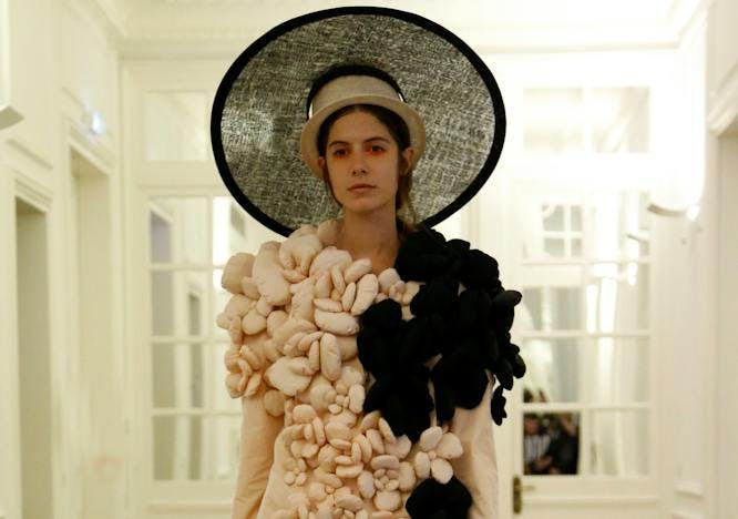 xuan_. haute couture fall winter 2018-19 _paris couture july 2018 clothing apparel hat person human sun hat