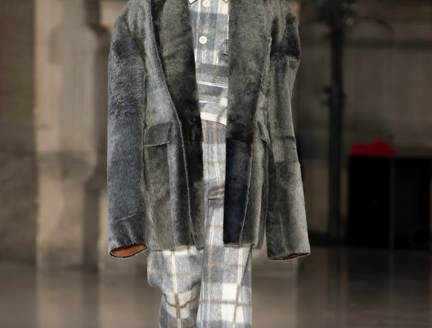 clothing apparel coat overcoat sleeve person human