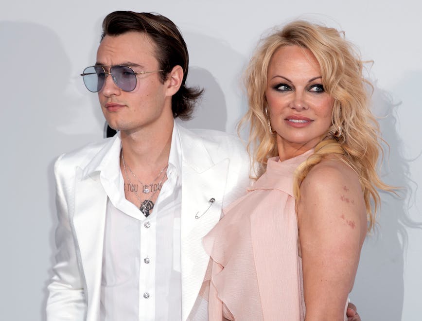 amfar's 26th cinema against aids gala arrivals 72nd cannes film festival france 23 may 2019 brandon thomas lee pamela anderson amfar son actor model female male with others personality 80770095 person human sleeve clothing apparel long sleeve home decor