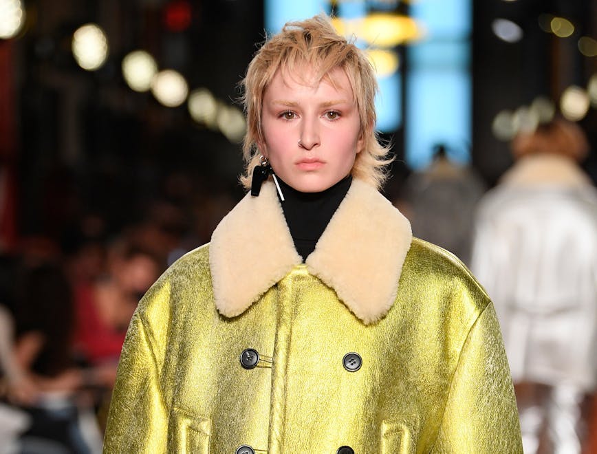 nyfw rtw runway new york coat clothing handbag bag accessories overcoat fashion person
