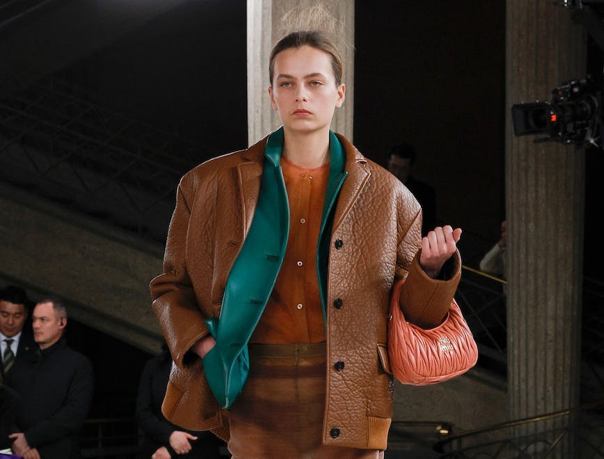 fashion vertical autumn winter fashion collection paris coat handbag adult male man person jacket high heel face
